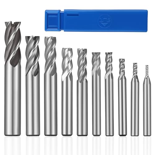 HSEAMALL10Stück Schaftfräser Set HSS Vierlippen Schaftfräser Metall CNC Fräser 4 Flöten Spiralfräser 2-12mm Fräser Bohrer Set Metallbearbeitung für Edelstahl, Gusseisen HSEAMALL10Stück Schaftfräser Set HSS Vierlippen Schaftfräser Metall CNC Fräser 4 Flöten Spiralfräser 2-12mm Fräser Bohrer Set Metallbearbeitung für Edelstahl, Gusseisen von HSEAMALL