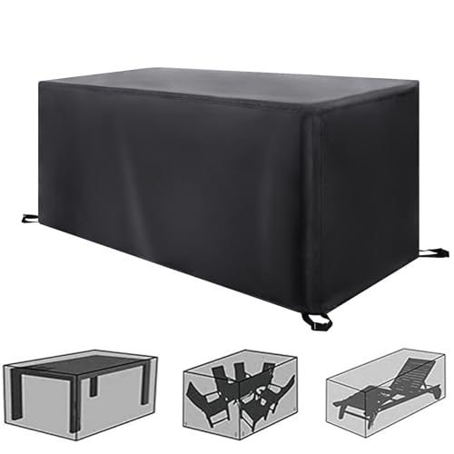 HSFFBHFBH Abdeckung für Gartenmöbel Winterfest - 220x110x75cm(LxWxH) Multi Größe Schwarz Wasserdicht Abdeckung 420D Oxford Tisch Abdeckplane Schutzhülle für Gartentische und Möbelsets Gartentisch von HSFFBHFBH