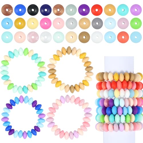 HSHGZSR Silikon-Linsenperlen, bunt, für Schlüsselanhänger, 12 mm, für Schlüsselanhänger, lose Silikonperlen, Abstandshalter für Halsketten, Armbänder, Basteln, 240 Stück von HSHGZSR