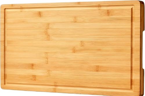 Extra große Bambus-Schneidebretter für die Küche, 66 cm x 42 cm, Größe XXXL größtes Schneidebrett aus Holz mit Griffen mit seitlichen Griffen und Saftrillen, solide, langlebig, wendbar Extra große Bambus-Schneidebretter für die Küche, 66 cm x 42 cm, Größe XXXL größtes Schneidebrett aus Holz mit Griffen mit seitlichen Griffen und Saftrillen, solide, langlebig, wendbar von HSHS HOME