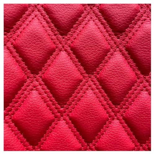 HSIRYAOHD Gestepptes Kunstleder, Kunstleder, gestepptes Kunstleder, geriffelt, für Autositze, Fahrzeuge, Polsterstoff, Diamant-Quadratstich, Kunstleder (Rot, 1,55 x 10 m) von HSIRYAOHD