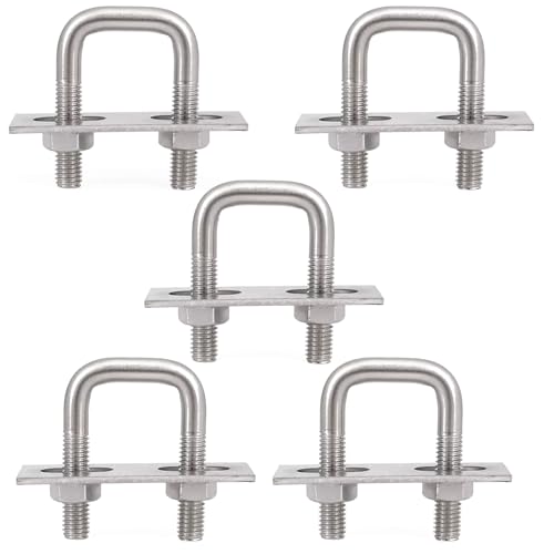 HSJFS 5 Stück quadratische U-Bolzen, M10, quadratische Klemme, quadratische Rohrschelle mit Schallwand und Muttern, Rohrklemmen-Befestigungsclip für Rohrrohr HSJFS 5 Stück quadratische U-Bolzen, M10, quadratische Klemme, quadratische Rohrschelle mit Schallwand und Muttern, Rohrklemmen-Befestigungsclip für Rohrrohr von HSJFS