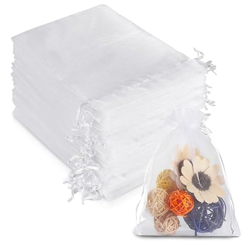 HSLPSM 100 Stück OrganzasäCkchen, 10x15cm Organza SäCkchen, Weiß Schmuckbeutel, LavendelsäCkchen-SäCkchen für Hochzeit, Geburtstag, Weihnachten, GeschenksäCkchen Organza SäCkchen Klein HSLPSM 100 Stück OrganzasäCkchen, 10x15cm Organza SäCkchen, Weiß Schmuckbeutel, LavendelsäCkchen-SäCkchen für Hochzeit, Geburtstag, Weihnachten, GeschenksäCkchen Organza SäCkchen Klein von HSLPSM