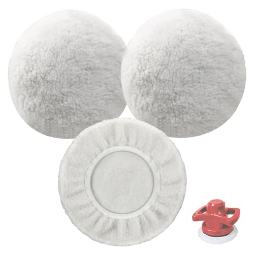 3er Set Lammwoll-Polierhauben,Lammwolle Polierscheiben Polierpads Polierhauben,für Einhell Akku-Autopoliermaschinen CE-CB 18/254 Li,für 220mm-250mm Poliermaschinen von HSLXBY