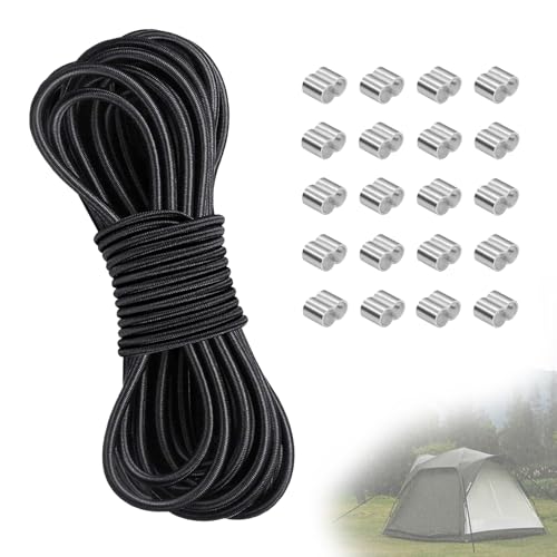 Gummikordel, Schwarz Gummiseil, Gummiseil für Anhängerplane, Elastische Gummischnur für Rucksack, Expanderseil für DIY Zelt Schaukeln Wäscheleinen Camping (Schwarz, 8MM X 10M) von HSLXBY