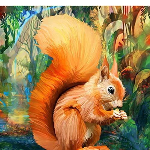 Malen Nach Zahlen Erwachsene -- Eichhörnchen -- Vorgedruckt Leinwand-Ölgemälde Geschenk für Erwachsene Kinder Kits -- 40 * 50 cm von HSLXQ