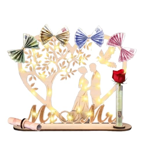 Geldgeschenk Hochzeit Holz mit Lichterketten, LED Geldgeschenke Verpackung, Personalisierte Hochzeitsgeschenke für Brautpaar, Holz Mr & Mrs Just Married Geld Geschenk, Hochzeit-Herzförmiges Geschenk Geldgeschenk Hochzeit Holz mit Lichterketten, LED Geldgeschenke Verpackung, Personalisierte Hochzeitsgeschenke für Brautpaar, Holz Mr & Mrs Just Married Geld Geschenk, Hochzeit-Herzförmiges Geschenk von HSMHLYYB