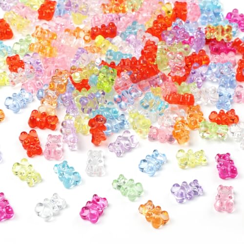 HSONAIGEE 200 Stück transparente Acryl-Bär-Perlen für Armbänder, verschiedene Farben, niedliche Gummibärchen-Perlen für Schmuckherstellung, Halsketten, Telefon-Charms, Haarnadeln, Bastelarbeiten HSONAIGEE 200 Stück transparente Acryl-Bär-Perlen für Armbänder, verschiedene Farben, niedliche Gummibärchen-Perlen für Schmuckherstellung, Halsketten, Telefon-Charms, Haarnadeln, Bastelarbeiten von HSONAIGEE