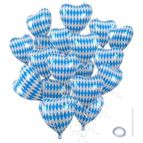 HSSPYY Oktoberfest Deko, 25x Herzballons Blau-Weiß für Oktoberfest, 35cm Folienballons mit Band & Röhrchen – Bayerische Deko für Party, Festzelt, Hintergrund & Wiesn-Deko HSSPYY Oktoberfest Deko, 25x Herzballons Blau-Weiß für Oktoberfest, 35cm Folienballons mit Band & Röhrchen – Bayerische Deko für Party, Festzelt, Hintergrund & Wiesn-Deko von HSSPYY