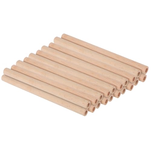 20 Stück 20 cm hohle Holzstäbchen, HSSZXFR unlackierte runde Holzstäbe mit 0,8 cm Loch, Naturholz Rundstäbe für Handwerk DIY Gebäude Modell Holzbearbeitung von HSSZXFR
