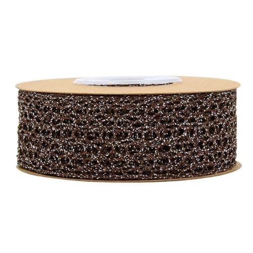 HSTWODE 1 Rolle Hohlgewebe Ripsband Polyester-Material für Diy Hochzeitsdekoration Bastelbedarf Yards für Schmuckherstellung Scrapbooking Karten (Dunkelbraun) von HSTWODE