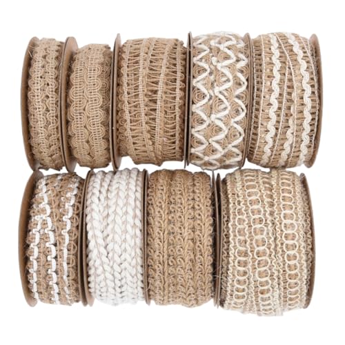 HSTWODE 1 Rolle Juteband vintage 10 yards - Natürliche Sackleinen Band für Hochzeit Handwerk Basteln Hausdeko (Style 5) von HSTWODE