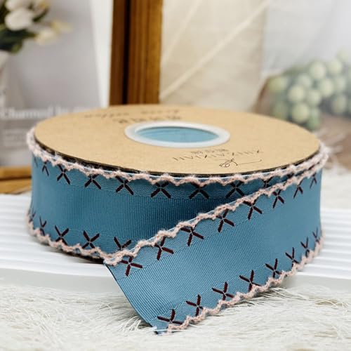 HSTWODE 1 Stück 1,5/4cm Doppelseitiges Webband, 10 Yards pro Rolle – Satinband für DIY Schleife, Geschenkverpackung, Kuchen & Blumenstrauß Dekoration, Kleidungszubehör (Blau, 4cm) von HSTWODE