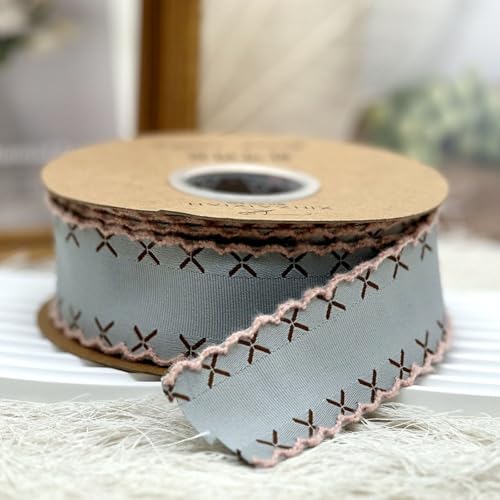 HSTWODE 1 Stück 1,5/4cm Doppelseitiges Webband, 10 Yards pro Rolle – Satinband für DIY Schleife, Geschenkverpackung, Kuchen & Blumenstrauß Dekoration, Kleidungszubehör (Grau-Blau, 4cm) von HSTWODE