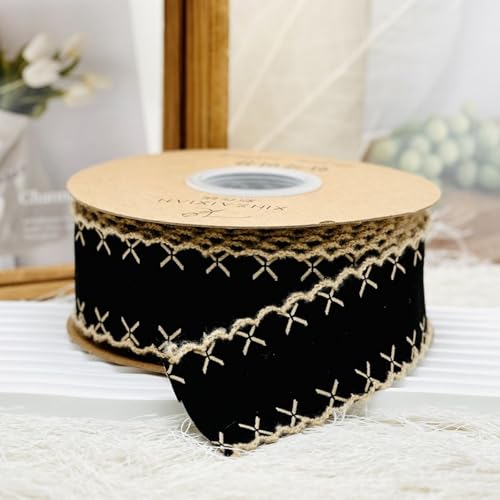 HSTWODE 1 Stück 1,5/4cm Doppelseitiges Webband, 10 Yards pro Rolle – Satinband für DIY Schleife, Geschenkverpackung, Kuchen & Blumenstrauß Dekoration, Kleidungszubehör (Schwarz, 4cm) von HSTWODE