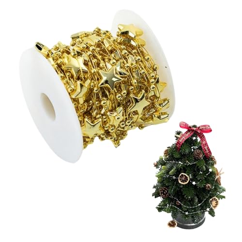 HSTWODE 1 Stück 10 Meter/Rolle Perlenrolle, ABS Perlenkette Fünfzackiger Stern Dekorative Schnur DIY Hochzeit Feste Feiern Weihnachten Deko Für Vorhänge Aus Dekoration Zum Basteln (A05) von HSTWODE