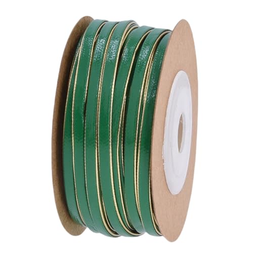 HSTWODE 1 Stück 10m Zweifarbiges Lederband Lederbänder Glänzende Lederschnur Glänzender PU-Leder-Spitzenstreifen Perlenschnur Bastelband Geschenkverpackung Zur DIY (Grün + Gold) von HSTWODE