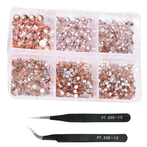 HSTWODE 1 Stück 1188Pcs Strasssteine für Nägel, 2-4.8mm Nail Art Strasssteine Flatback Edelsteine Runde mit Pinzette Stift für Schuhe, Kleidung, Taschen, Maniküre DIY Herstellung (12#) von HSTWODE