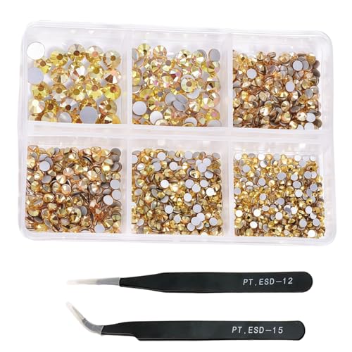 HSTWODE 1 Stück 1188Pcs Strasssteine für Nägel, 2-4.8mm Nail Art Strasssteine Flatback Edelsteine Runde mit Pinzette Stift für Schuhe, Kleidung, Taschen, Maniküre DIY Herstellung (13#) von HSTWODE