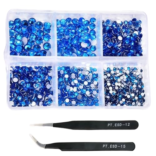HSTWODE 1 Stück 1188Pcs Strasssteine für Nägel, 2-4.8mm Nail Art Strasssteine Flatback Edelsteine Runde mit Pinzette Stift für Schuhe, Kleidung, Taschen, Maniküre DIY Herstellung (14#) von HSTWODE