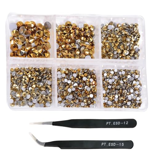 HSTWODE 1 Stück 1188Pcs Strasssteine für Nägel, 2-4.8mm Nail Art Strasssteine Flatback Edelsteine Runde mit Pinzette Stift für Schuhe, Kleidung, Taschen, Maniküre DIY Herstellung (16#) von HSTWODE