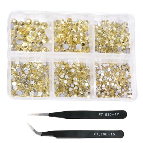 HSTWODE 1 Stück 1188Pcs Strasssteine für Nägel, 2-4.8mm Nail Art Strasssteine Flatback Edelsteine Runde mit Pinzette Stift für Schuhe, Kleidung, Taschen, Maniküre DIY Herstellung (18#) von HSTWODE