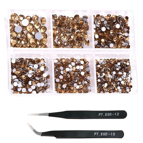 HSTWODE 1 Stück 1188Pcs Strasssteine für Nägel, 2-4.8mm Nail Art Strasssteine Flatback Edelsteine Runde mit Pinzette Stift für Schuhe, Kleidung, Taschen, Maniküre DIY Herstellung (19#) von HSTWODE
