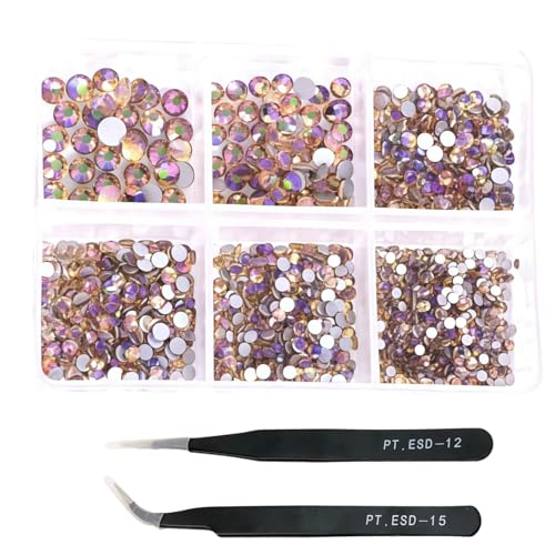 HSTWODE 1 Stück 1188Pcs Strasssteine für Nägel, 2-4.8mm Nail Art Strasssteine Flatback Edelsteine Runde mit Pinzette für DIY Herstellung, Schuhe Kleidung, Taschen, Maniküre (21#) von HSTWODE