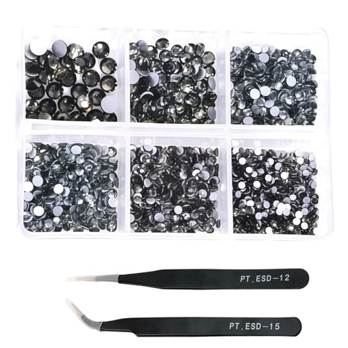 HSTWODE 1 Stück 1188Pcs Strasssteine für Nägel, 2-4.8mm Nail Art Strasssteine Flatback Edelsteine Runde mit Pinzette für DIY Herstellung, Schuhe Kleidung, Taschen, Maniküre (22#) von HSTWODE