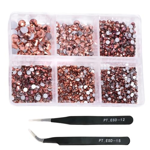 HSTWODE 1 Stück 1188Pcs Strasssteine für Nägel, 2-4.8mm Nail Art Strasssteine Flatback Edelsteine Runde mit Pinzette für DIY Herstellung, Schuhe Kleidung, Taschen, Maniküre (23#) von HSTWODE