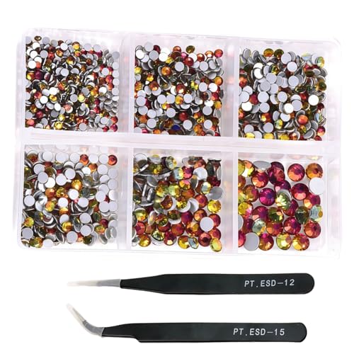 HSTWODE 1 Stück 1188Pcs Strasssteine für Nägel, 2-4.8mm Nail Art Strasssteine Flatback Edelsteine Runde mit Pinzette für DIY Herstellung, Schuhe Kleidung, Taschen, Maniküre (26#) von HSTWODE