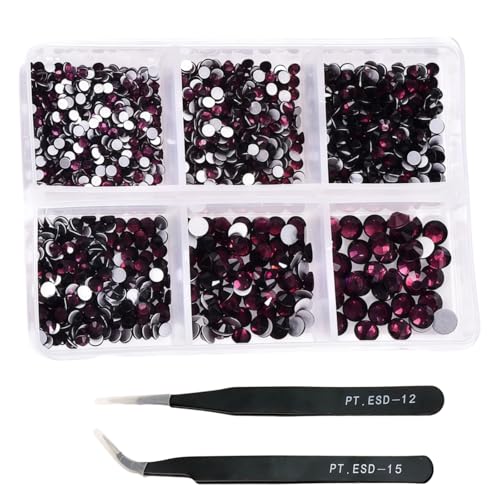 HSTWODE 1 Stück 1188Pcs Strasssteine für Nägel, 2-4.8mm Nail Art Strasssteine Flatback Edelsteine Runde mit Pinzette für DIY Herstellung, Schuhe Kleidung, Taschen, Maniküre (27#) von HSTWODE