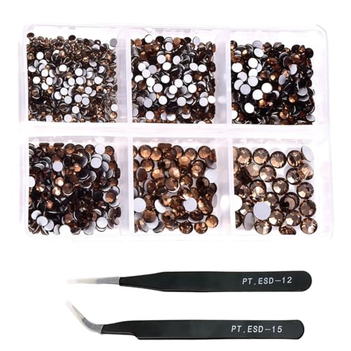 HSTWODE 1 Stück 1188Pcs Strasssteine für Nägel, 2-4.8mm Nail Art Strasssteine Flatback Edelsteine Runde mit Pinzette für DIY Herstellung, Schuhe Kleidung, Taschen, Maniküre (29#) von HSTWODE