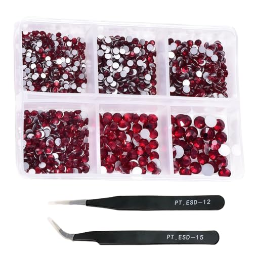 HSTWODE 1 Stück 1188Pcs Strasssteine für Nägel, 2-4.8mm Nail Art Strasssteine Flatback Edelsteine Runde mit Pinzette für DIY Herstellung, Schuhe Kleidung, Taschen, Maniküre (30#) von HSTWODE