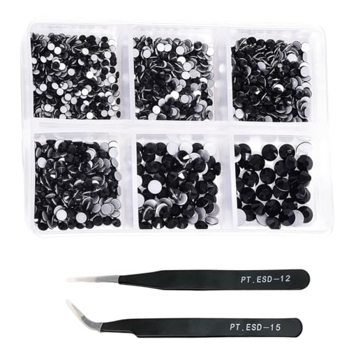 HSTWODE 1 Stück 1188Pcs Strasssteine für Nägel, 2-4.8mm Nail Art Strasssteine Flatback Edelsteine Runde mit Pinzette für Maniküre, DIY Herstellung, Schuhe Kleidung, Taschen (31#) von HSTWODE