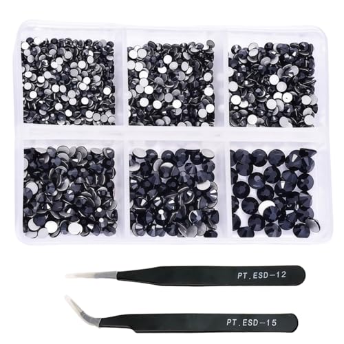 HSTWODE 1 Stück 1188Pcs Strasssteine für Nägel, 2-4.8mm Nail Art Strasssteine Flatback Edelsteine Runde mit Pinzette für Maniküre, DIY Herstellung, Schuhe Kleidung, Taschen (32#) von HSTWODE