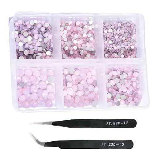 HSTWODE 1 Stück 1188Pcs Strasssteine für Nägel, 2-4.8mm Nail Art Strasssteine Flatback Edelsteine Runde mit Pinzette für Maniküre, DIY Herstellung, Schuhe Kleidung, Taschen (34#) von HSTWODE