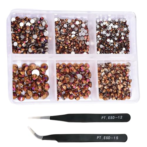HSTWODE 1 Stück 1188Pcs Strasssteine für Nägel, 2-4.8mm Nail Art Strasssteine Flatback Edelsteine Runde mit Pinzette für Maniküre, DIY Herstellung, Schuhe Kleidung, Taschen (35#) von HSTWODE