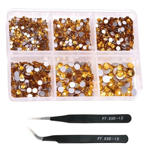HSTWODE 1 Stück 1188Pcs Strasssteine für Nägel, gemischte 6 Größen 2-4.8mm Nail Art Strasssteine Flatback Edelsteine Runde mit Pinzette Stift für Schuhe, Kleidung, Taschen, DIY Herstellung (8#) von HSTWODE