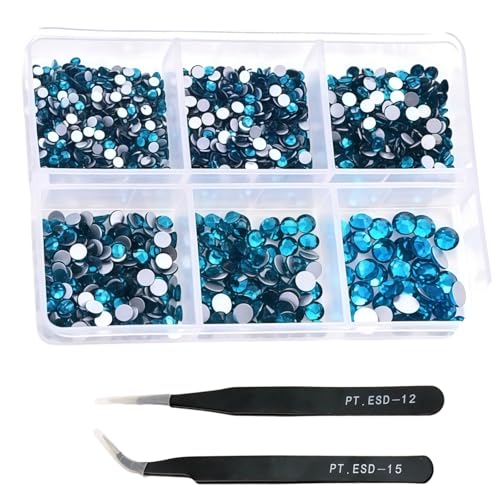 HSTWODE 1 Stück 1188Pcs Strasssteine für Nägel, gemischte 6 Größen 2-4.8mm Nail Art Strasssteine Flatback Edelsteine Runde mit Pinzette Stift für Schuhe, Kleidung, Taschen, DIY Herstellung (9#) von HSTWODE