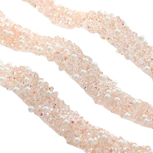HSTWODE 1 Stück 2/5/10 Yards Kunstharz, 8 Farben Kristall-Rolle, Strass-Aufkleber, selbstklebendes Strass-Band zur Herstellung von DIY-Party-Dekorationen (10 Yards altrosa) von HSTWODE