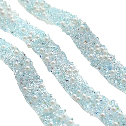 HSTWODE 1 Stück 2/5/10 Yards Kunstharz, 8 Farben Kristall-Rolle, Strass-Aufkleber, selbstklebendes Strass-Band zur Herstellung von DIY-Party-Dekorationen (10 Yards blau) von HSTWODE