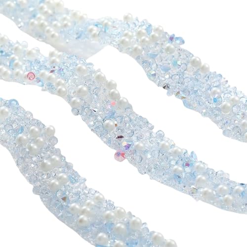 HSTWODE 1 Stück 2/5/10 Yards Kunstharz, 8 Farben Kristall-Rolle, Strass-Aufkleber, selbstklebendes Strass-Band zur Herstellung von DIY-Party-Dekorationen (10 Yards hellblau) von HSTWODE