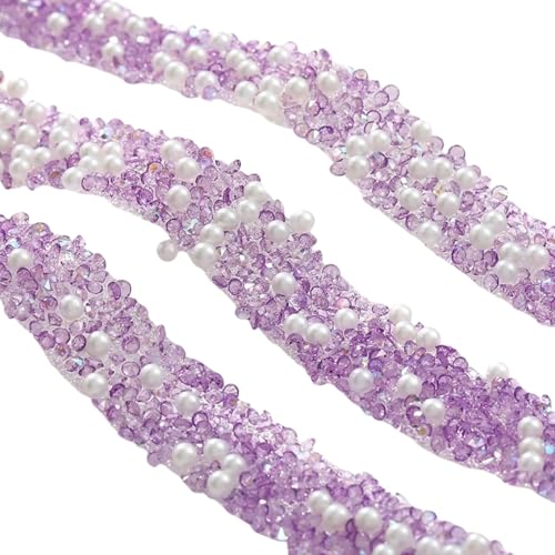 HSTWODE 1 Stück 2/5/10 Yards Kunstharz, 8 Farben Kristall-Rolle, Strass-Aufkleber, selbstklebendes Strass-Band zur Herstellung von DIY-Party-Dekorationen (10 Yards helllila) von HSTWODE