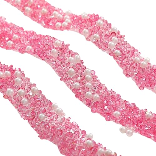 HSTWODE 1 Stück 2/5/10 Yards Kunstharz, 8 Farben Kristall-Rolle, Strass-Aufkleber, selbstklebendes Strass-Band zur Herstellung von DIY-Party-Dekorationen (10 Yards rosenrot) von HSTWODE