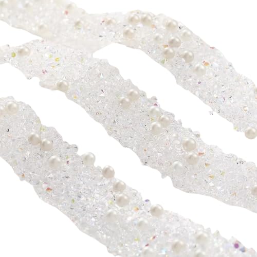 HSTWODE 1 Stück 2/5/10 Yards Kunstharz, 8 Farben Kristall-Rolle, Strass-Aufkleber, selbstklebendes Strass-Band zur Herstellung von DIY-Party-Dekorationen (10 Yards weiß) von HSTWODE