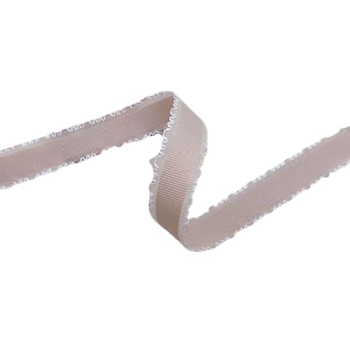 HSTWODE 1 Stück 2,5 cm Spitzenband für DIY-Handwerk, Kopfbedeckungen mit Querstreifen für Blumen, Zubehör, Kartendekoration, Verpackung, Kleidung, Nähbesatz, Schleifen (Beige) von HSTWODE