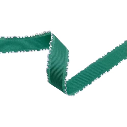 HSTWODE 1 Stück 2,5 cm Spitzenband für DIY-Handwerk, Kopfbedeckungen mit Querstreifen für Blumen, Zubehör, Kartendekoration, Verpackung, Kleidung, Nähbesatz, Schleifen (Dunkelgrün) von HSTWODE