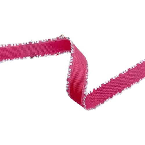 HSTWODE 1 Stück 2,5 cm Spitzenband für DIY-Handwerk, Kopfbedeckungen mit Querstreifen für Blumen, Zubehör, Kartendekoration, Verpackung, Kleidung, Nähbesatz, Schleifen (Rosarot) von HSTWODE