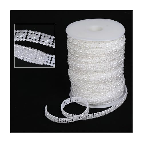 HSTWODE 1 Stück 2/6/10m Perlengirlande Kunstperlen Girlande für DIY Vorhang Haarschmuck Hochzeit Party Brautstrauß Tisch Deko (Blume1 Weiß, 10 Meter) von HSTWODE